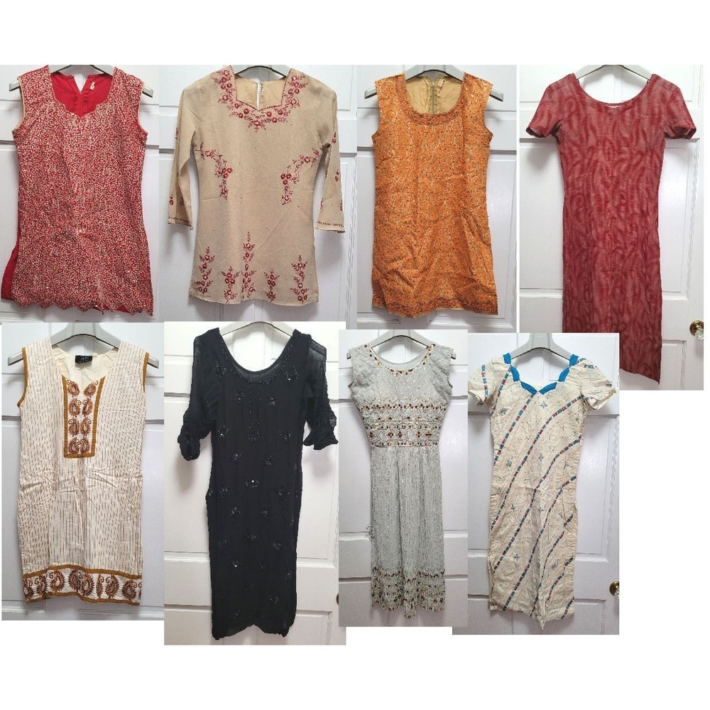 LOT: 8 Women's Kurta Tops & Salwar Kameez Pant Dupatta Sets - 34-35" Chest